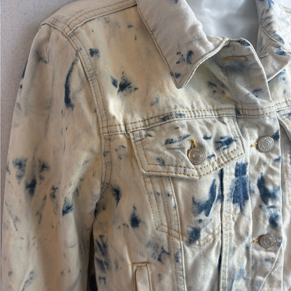 FREE People Rumors Denim Jacket in Jones Tie Dye Blue Size Small EEUC - Picture 10 of 15